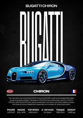 Bugatti Chiron Car Poster