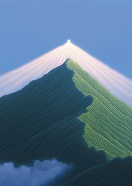 Mountain Peak with Radiating Light