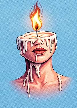 Candle Head Surreal Art