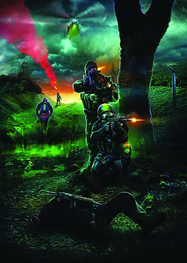 Military Operation in Green Landscape