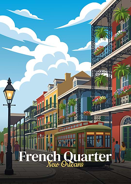 French Quarter New Orleans Illustration