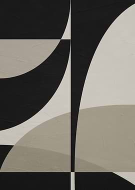 Abstract Geometric Art in Black and Beige