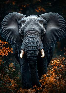Elephant in Autumn Forest