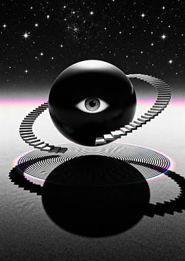 Surreal Eye Orb with Staircase
