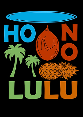 Colorful Honolulu Surfing Pineapple Holiday