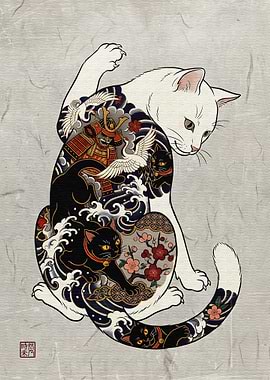 Japanese Tattoo Cat Art