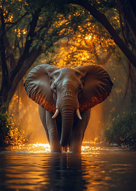 Elephant in Golden Light