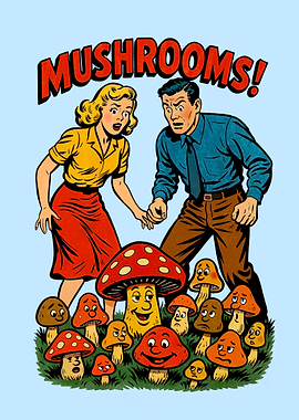 Retro Comic Book Mushrooms