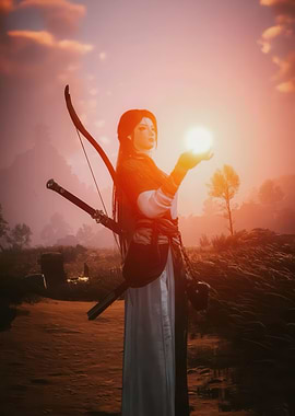 Fantasy Archer with Glowing Orb