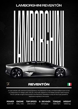 Lamborghini Reventón Car Poster