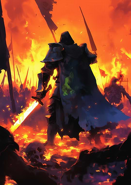 Knight in Burning Battlefield