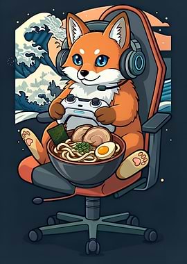 Fox Gamer with Ramen Gaming