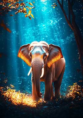 Elephant in a mystical forest
