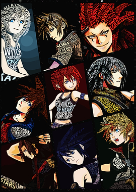 Kingdom Hearts Characters Typography Art