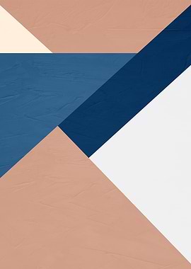 Geometric Abstract Art with Blue and Beige