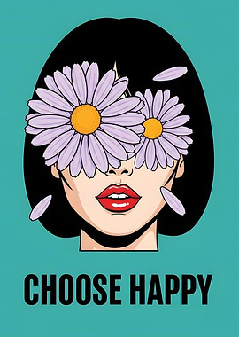 Choose Happy: Floral Woman Portrait