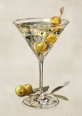 Martini with Olives Illustration