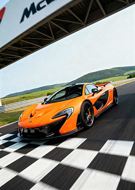 Orange McLaren P1 on Racetrack
