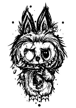 Creepy Cartoon Monster with Skull