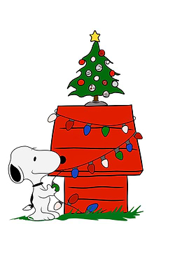 Snoopy Decorating Doghouse for Christmas