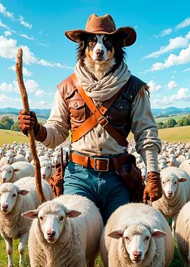 Dog Shepherd with Sheep