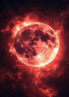 Red Moon in Space