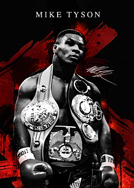 Mike Tyson Portrait with Championship Belts