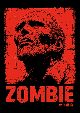 Zombie Portrait in Red and Black