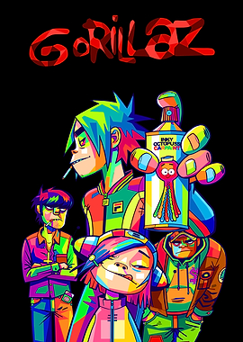 Gorillaz Band Colorful Portrait