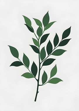 Green Leaves Branch Illustration