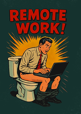 Remote Work Comic Style Illustration