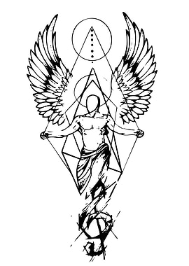 Winged Figure with Geometric Shapes