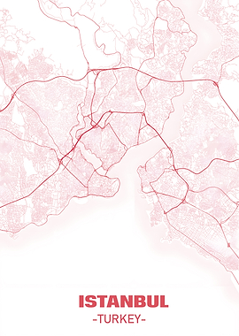 Istanbul, Turkey Map Art