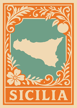 Sicilia Map Art