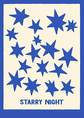 Starry Night Blue and Beige Art