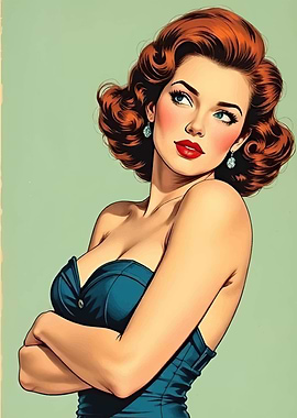 Retro Pin-Up Girl Illustration