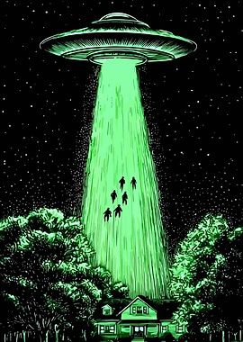 UFO Abduction Scene