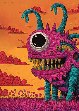 Pink Monster in a Field