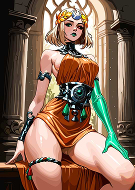 Goddess in Orange Dress