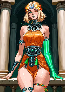 Fantasy Woman with Orange Dress