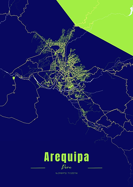 Arequipa, Peru City Map Art