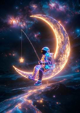 Astronaut Fishing on the Moon