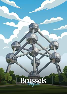 Atomium Brussels Belgium Travel Poster
