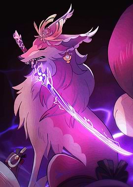 Fox spirit with glowing sword