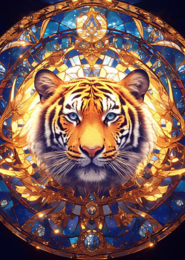 Tiger Stained Glass Mandala