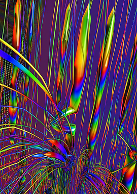 Abstract Rainbow Geometric Forms on Purple