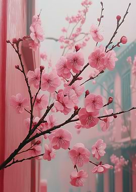 Pink Cherry Blossoms in Bloom