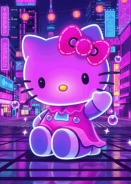 Hello Kitty Neon Cityscape
