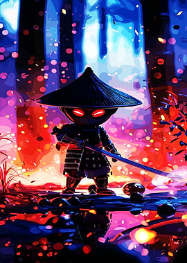 Chibi Samurai Warrior in Forest