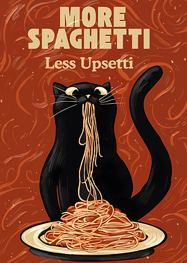 More Spaghetti Less Upsetti Cat Art